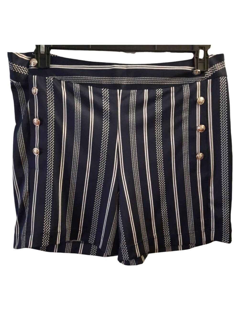 NY Collection Navy and White Shorts Large